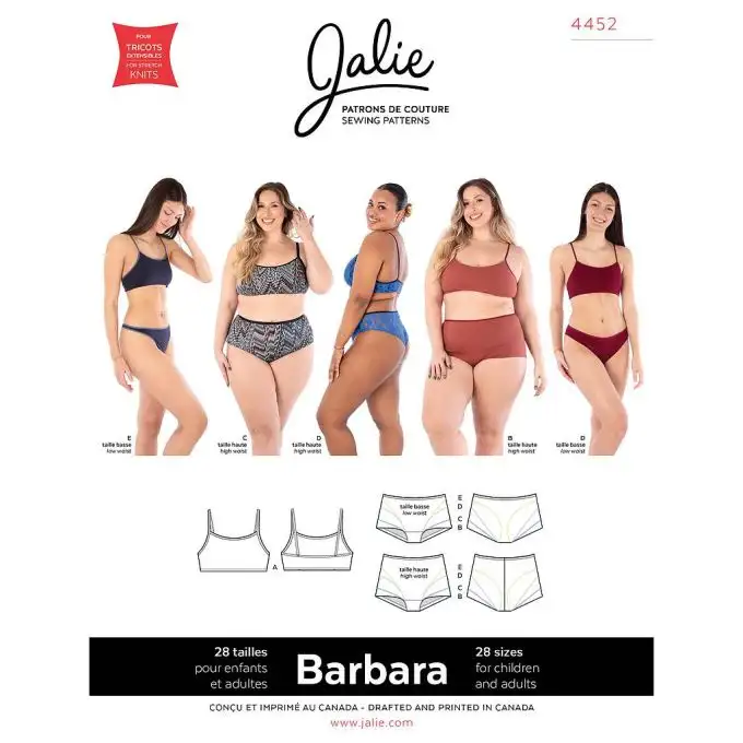 Modello Jalie 4452 set intimo bambino adulto