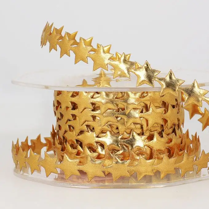 Nastro ghirlanda stelle dorate 10 mm