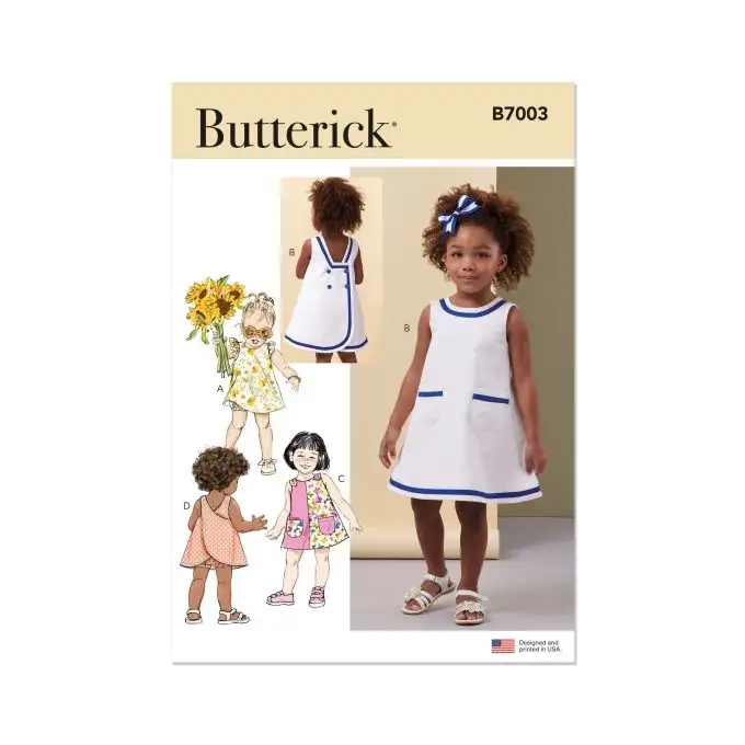 Modello Butterick B7003A Bambino Abito 71 cm a 102 cm
