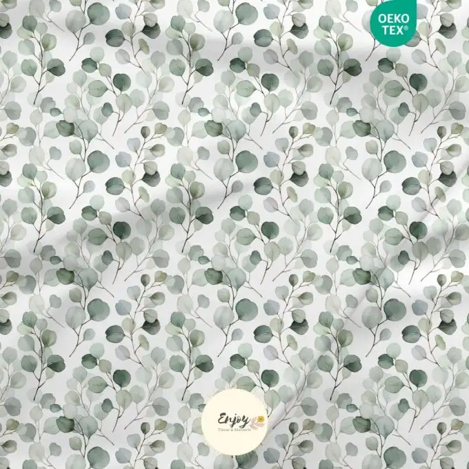 Jersey Floreale Foglie Eucalipto Verde venduto al metro