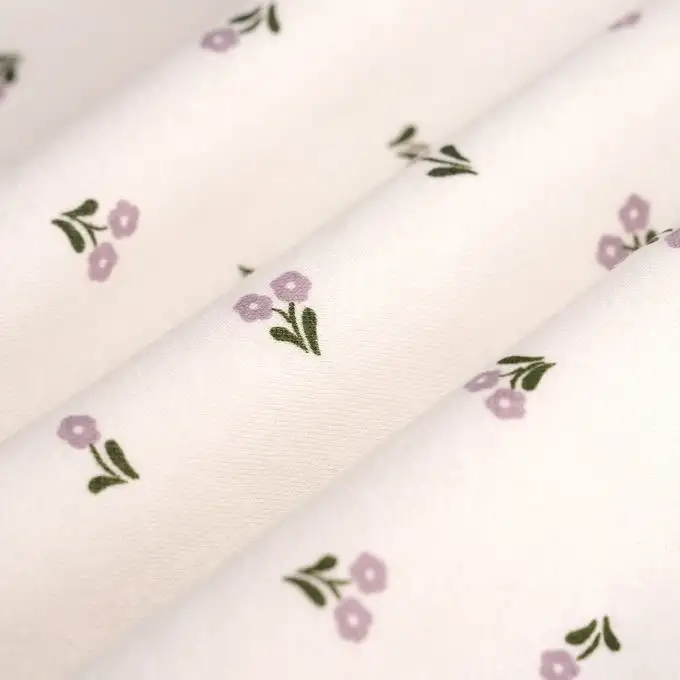 Tessuto felpato margherite malva ecru