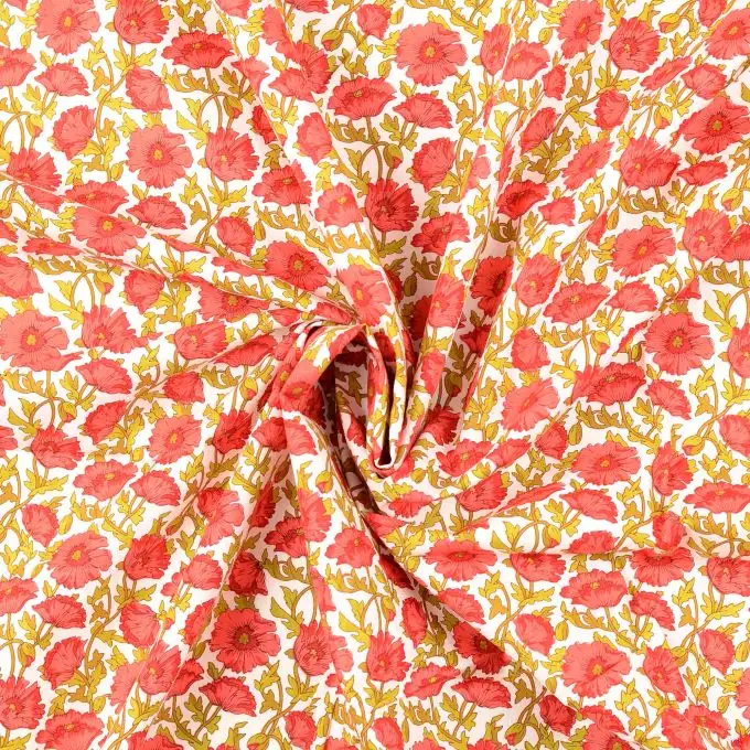 Tessuto popeline di cotone stampato bella fiore rosso