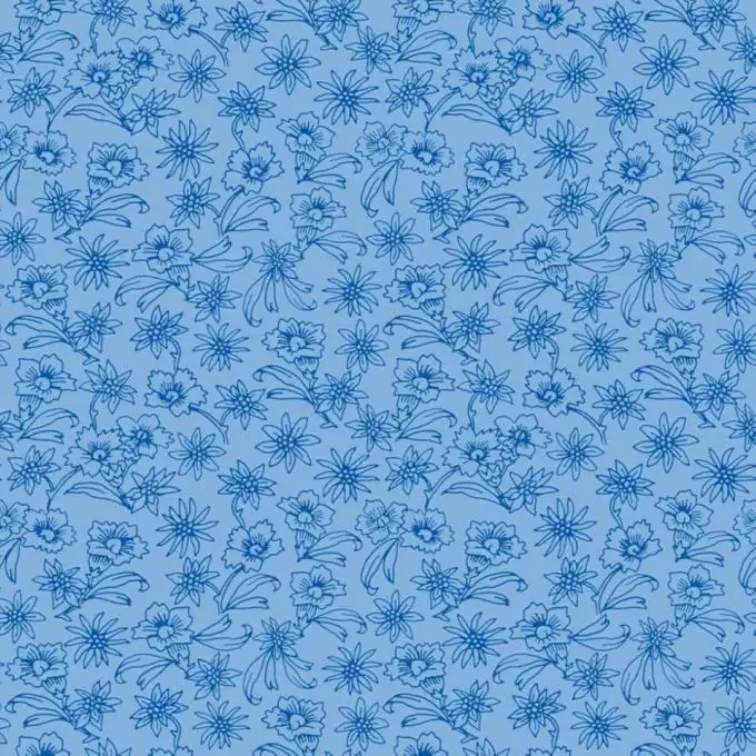 Tessuto patchwork fiori tono su tono blu