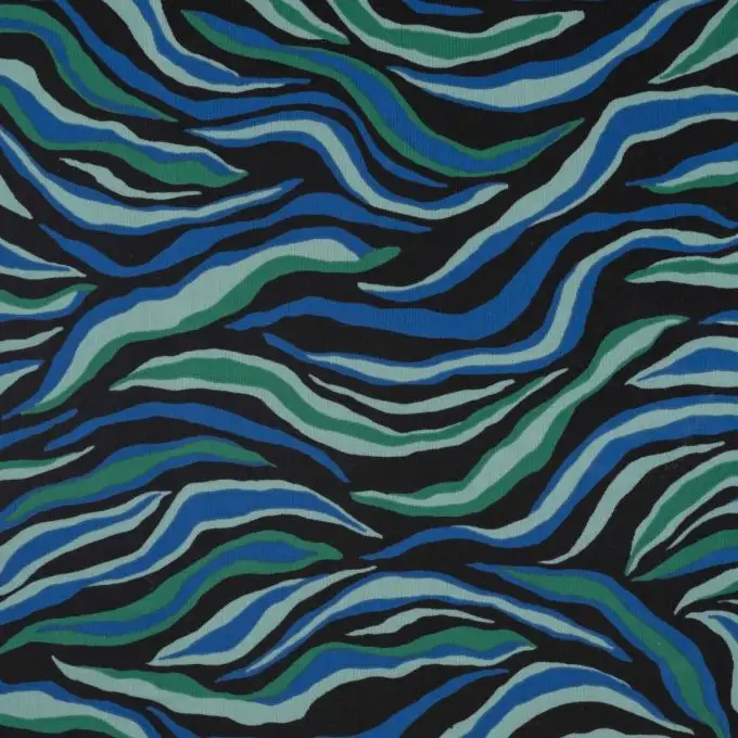 Tessuto mesh stampato onde retrò blu