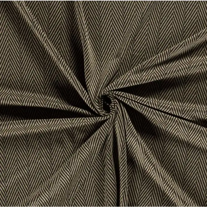 Maglia jersey viscosa righe a zigzag taupe e nero