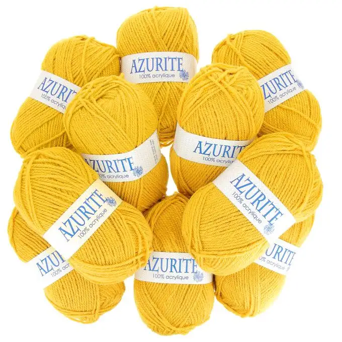 Set di 10 gomitoli di filato Azurite 50g 100% acrilico - Col. 3006 Giallo
