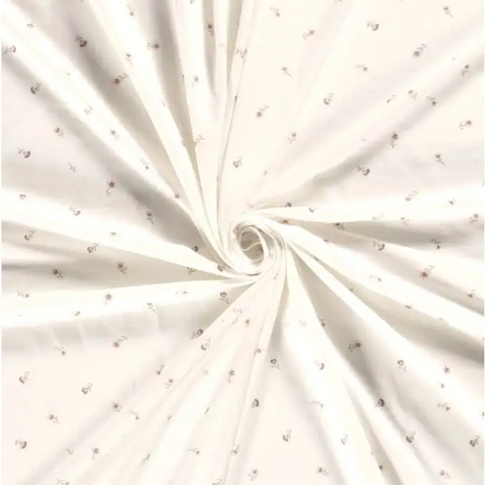 Maglia jersey cotone fiori rosa in disordine bianco