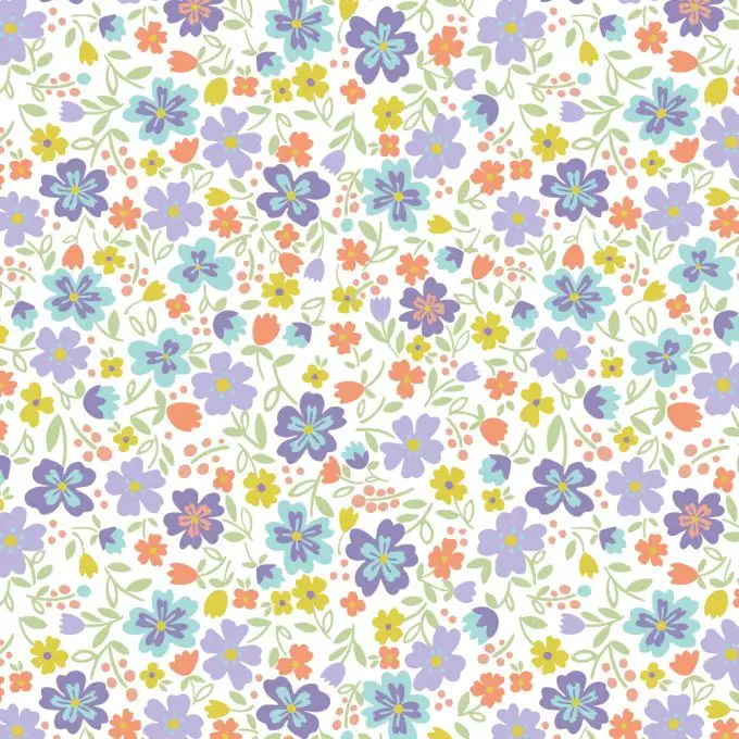 Maglia jersey cotone stampata fiorellini multicolore