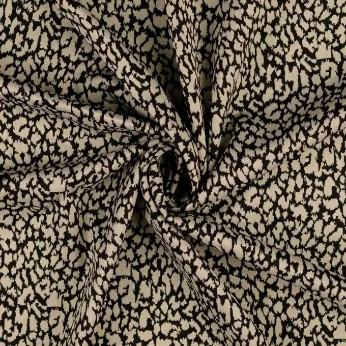 Maglia jacquard stretch stampata leopardo nero e bianco