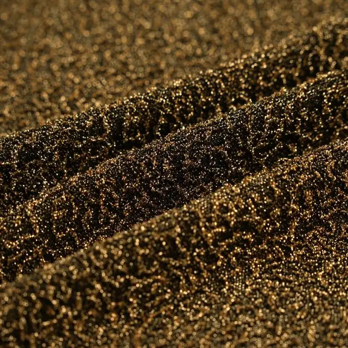 Tessuto jacquard maglia testurizzata oro