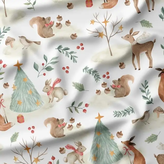 Tessuto di cotone stampato Foresta di Natale – Certificato Oeko-Tex®
