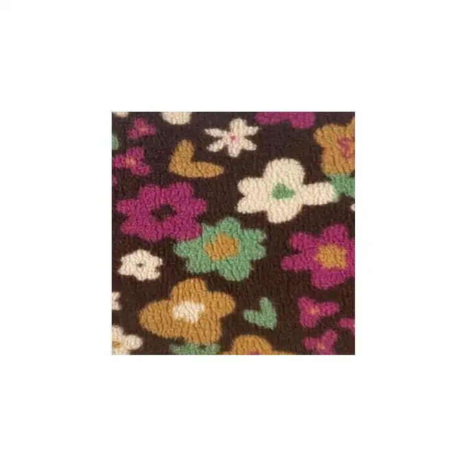 Tessuto sherpa morbido fiore rétro multicolore marrone