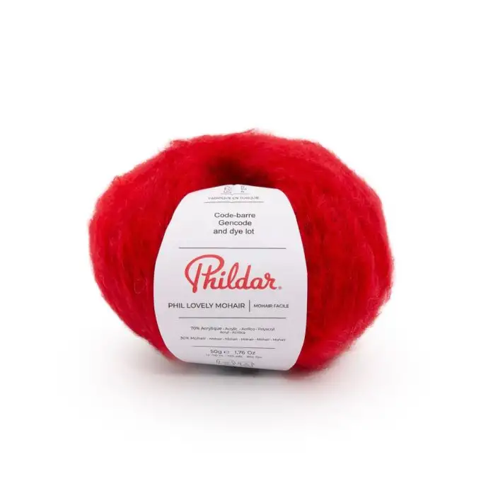 Pelote di filato Phildar Lovely Mohair rosso