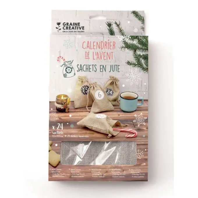 Sacchetti in juta calendario dell'avvento x24