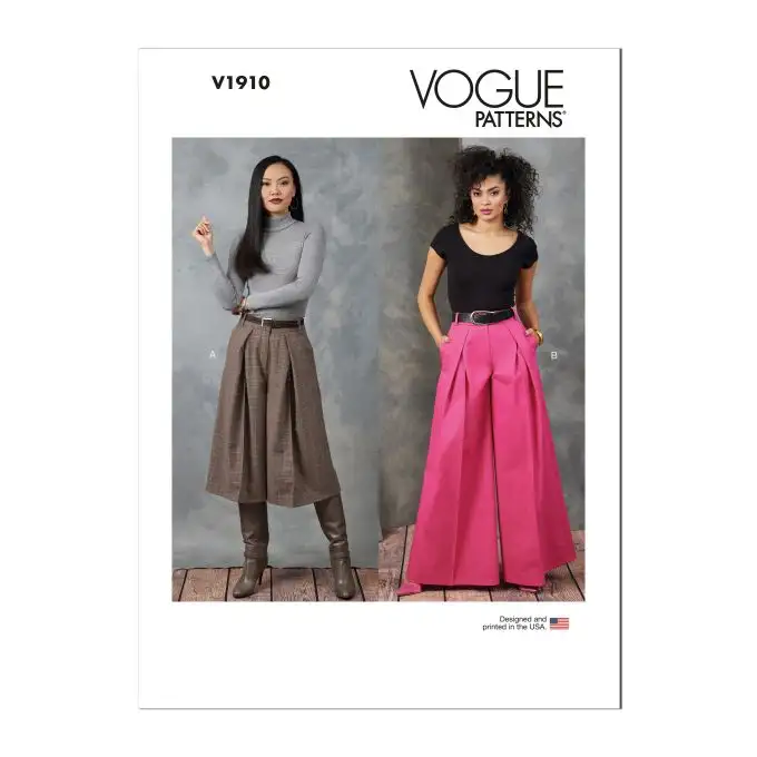 Modello Vogue V1910B5 Donna Pantaloni plissé ampi 36 a 44