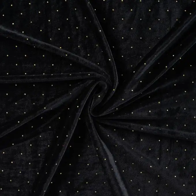 Tessuto velluto pois dorato