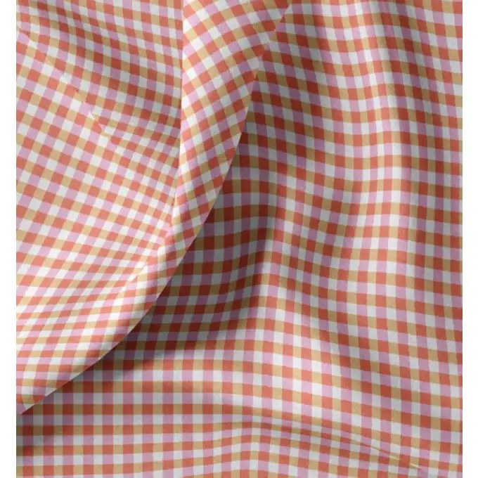 Tessuto cretonne stampato vichy rosa rosso