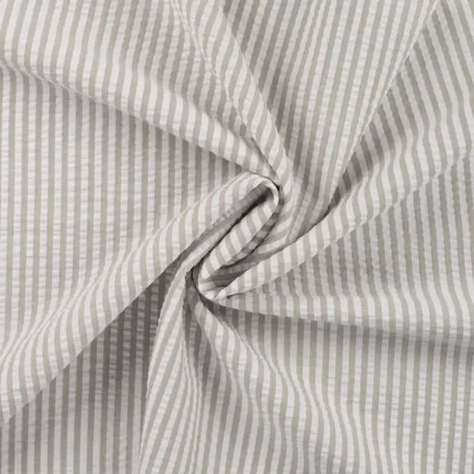 Tessuto seersucker stampato righe verdi