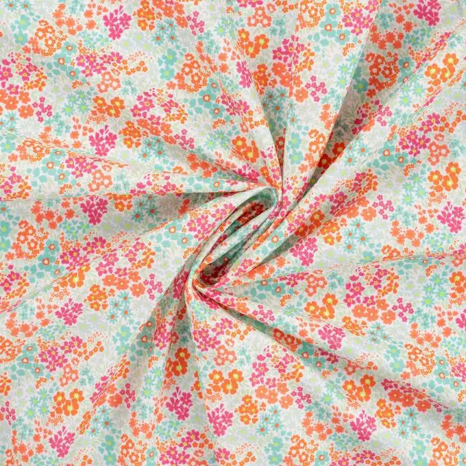 Tessuto voile cotone stampato mini fiorellini giallo