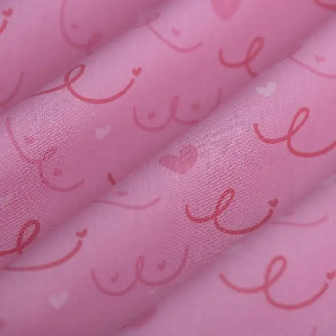 Tessuto cotone cuore rosa