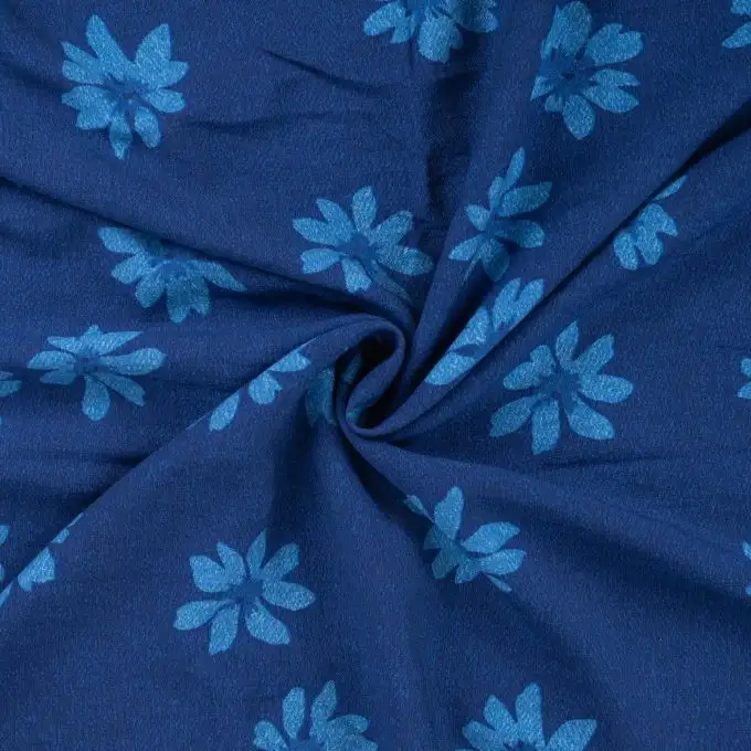 Tessuto viscosa stampato dolce fiore blu