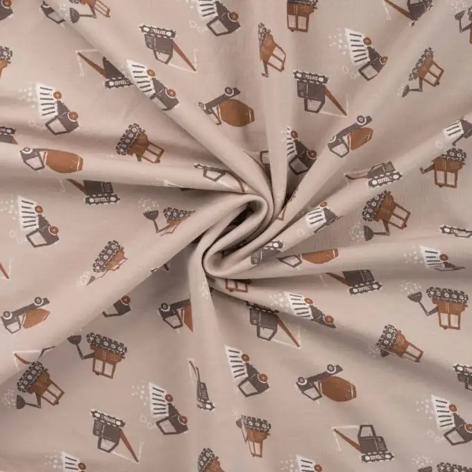 Maglione in felpa francese stampato camion cantiere beige