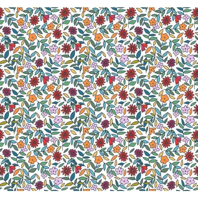 Tessuto patchwork fiori astratti multicolore