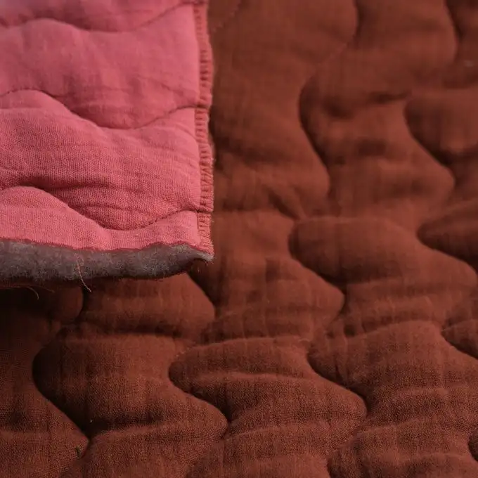 Tessuto trapuntato doppio garza unito terracotta fucsia Sophie Ferjani