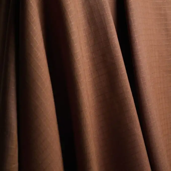 Tessuto lino viscosa Little Tile pecan pie - Atelier Brunette