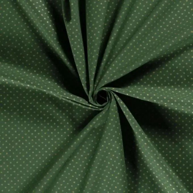 Tessuto cotone natalizio stella dorata verde