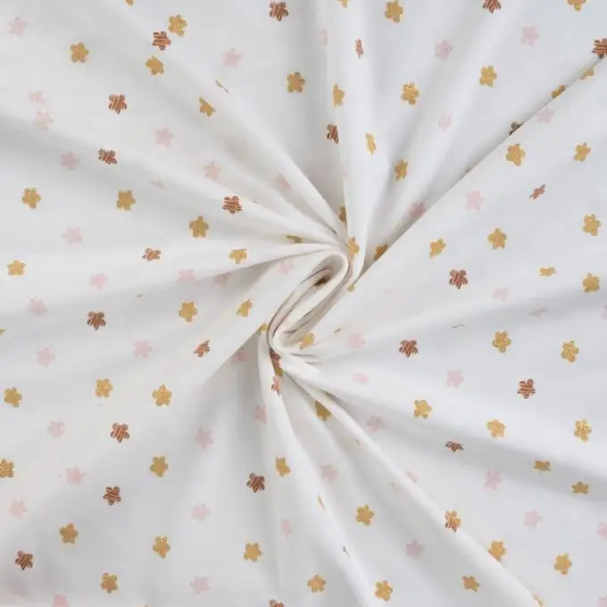 Maglia jersey cotone stampata fiore glitter bianco