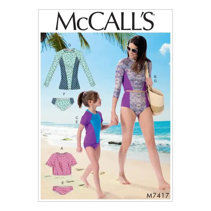 Patron McCall's 7417 modello di costumi da bagno rashguard con maniche - donne/ bambino 3-8 anni