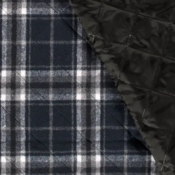 Tessuto trapuntato leggero tartan classico blu navy