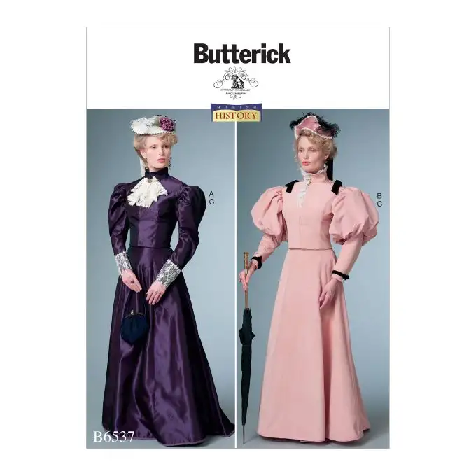 Patron Butterick 6537A5 Abito anni 1890 da 34 a 42