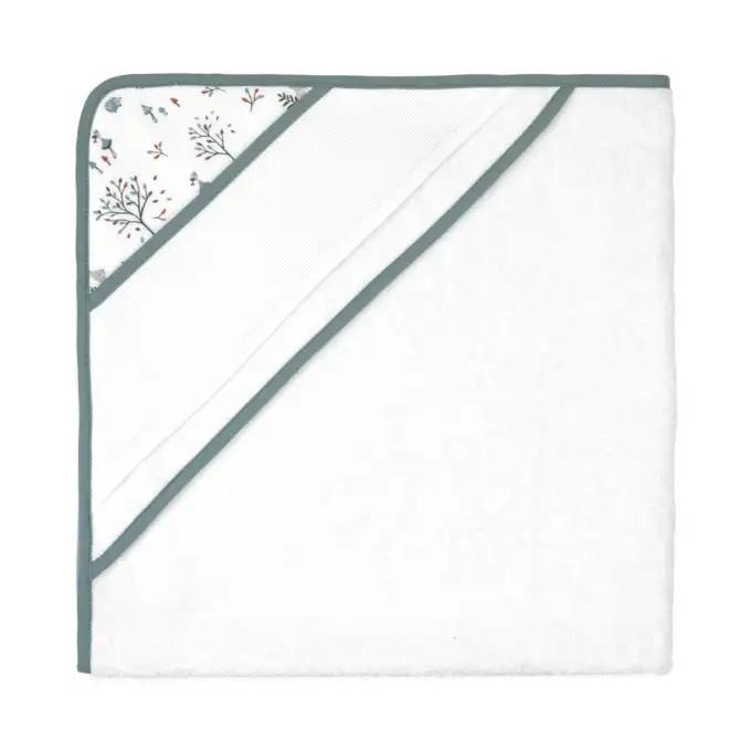 Accappatoio spugna foresta incantata blu grigio punto croce