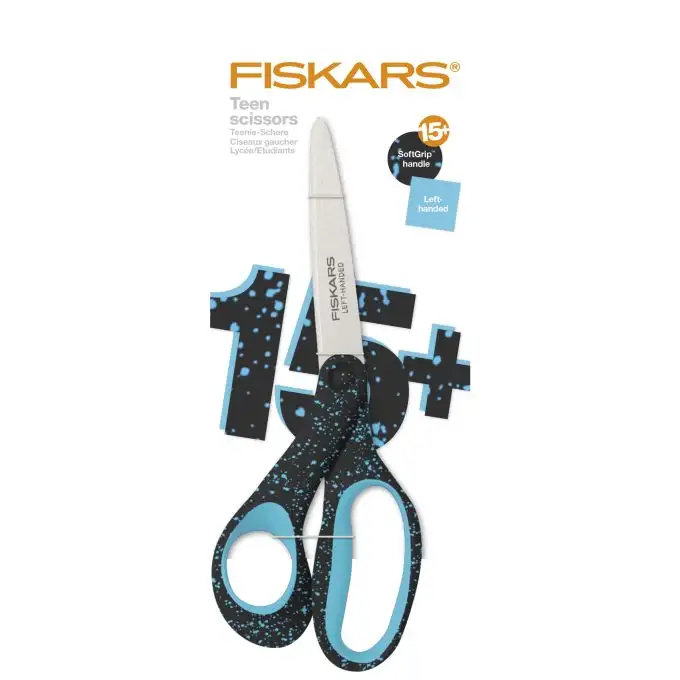 Forbici studente softgrip sinistra 20 cm blu maculato - Fiskars