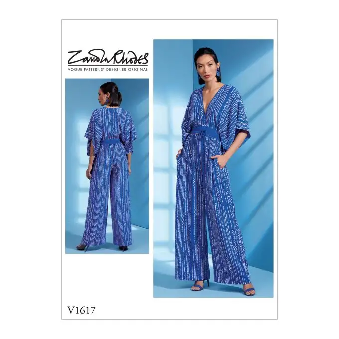 Patron Vogue 1617Y tuta donna maniche kimono gambe svasate di zandra rhodes - dal 32 al 42