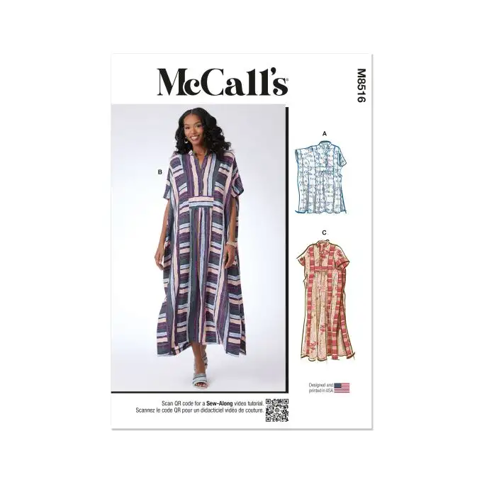 Modello Mc Call's M8516A Caftano lungo donna da XS a XXL