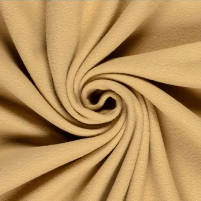 Tessuto felpato morbido e pesante unito cammello