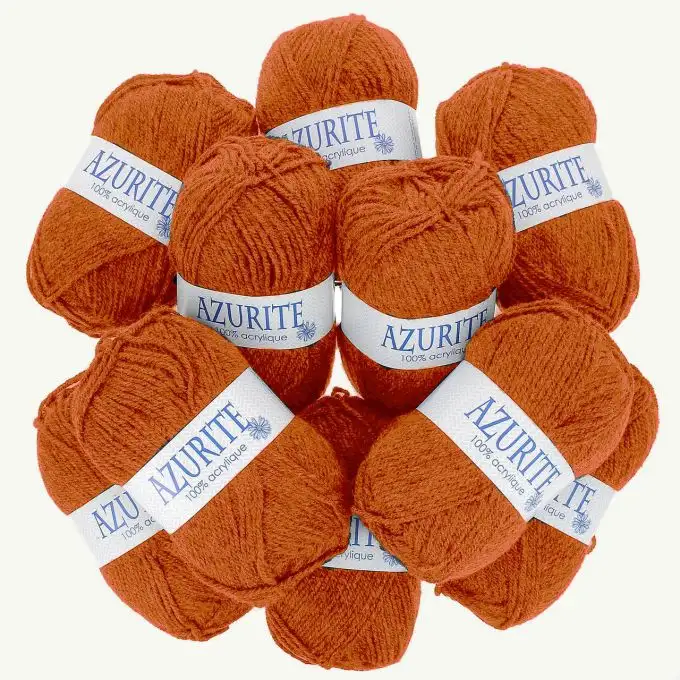 Set di 10 gomitoli di filato Azurite 50g 100% acrilico - Col. 1524 Arancio zucca