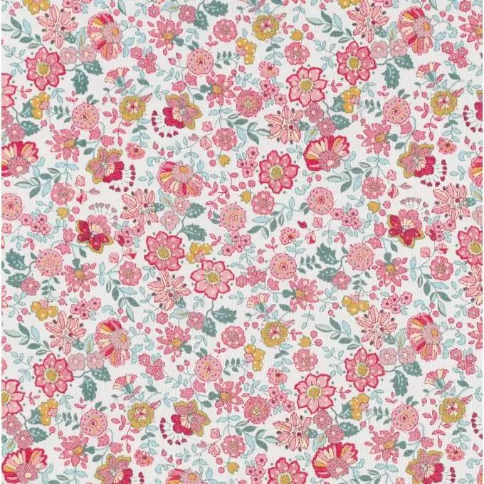 Tessuto voile di cotone fiore indiano rosa