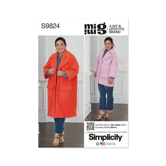 Cartamodello Simplicity S9824.A - Cappotto in due lunghezze da mimi g style 34 a 52