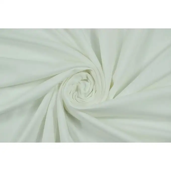 Rotolo intero di 41 metri di jersey di cotone stretch bianco panna