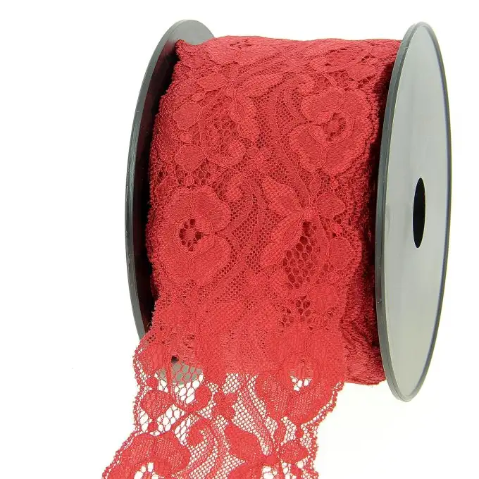 Nastro in pizzo nylon rosso elastico 80mm