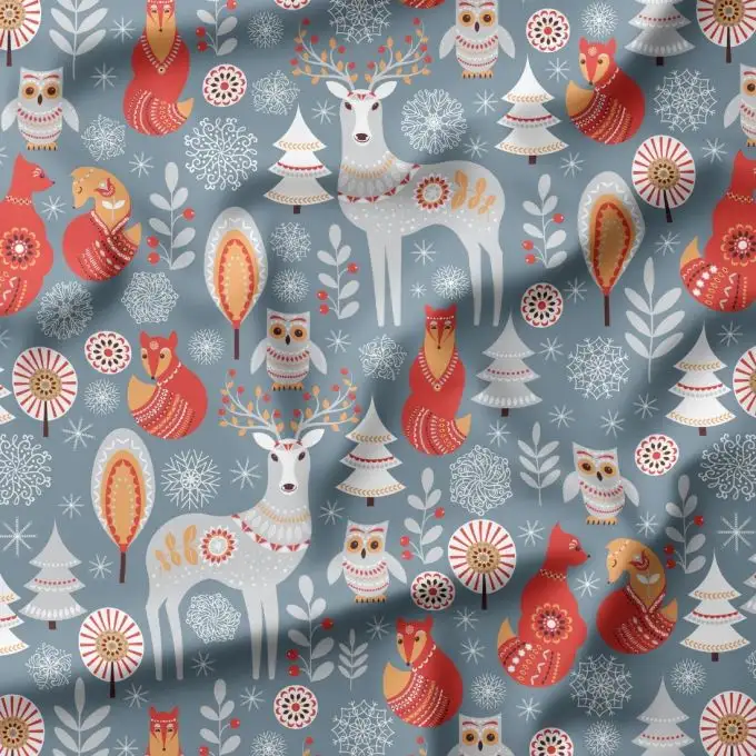 Tessuto di cotone stampato Natale Scandinavo – Certificato Oeko-Tex®