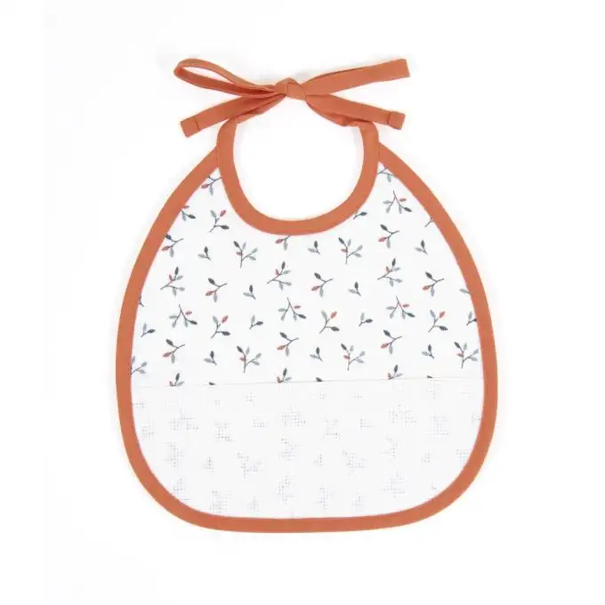 Bavaglino foglia 3 mesi arancione punto croce