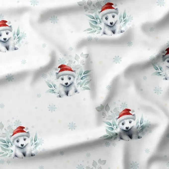 Tessuto di cotone stampato Orsetto di Natale – Bambini – Certificato Oeko-Tex®
