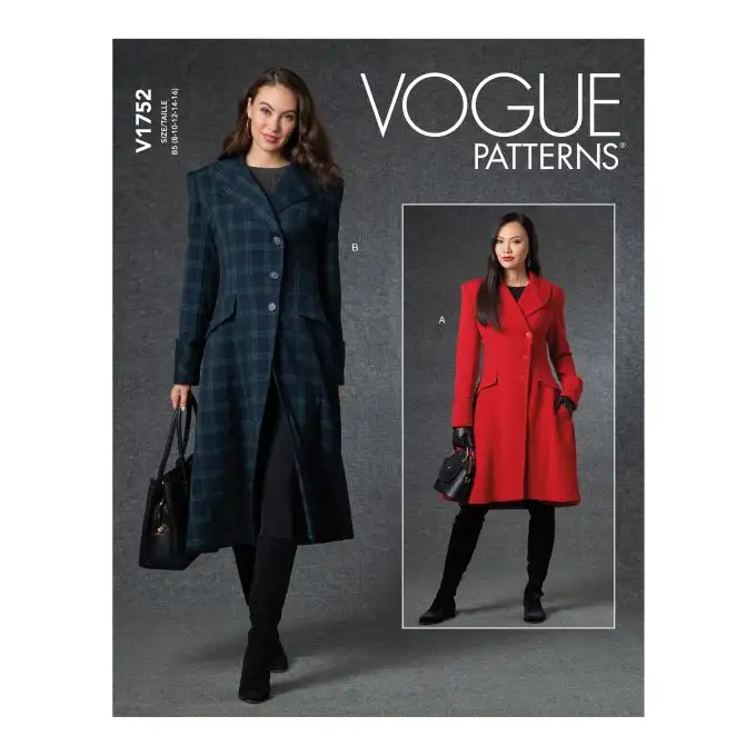 Patron Vogue 1744B5 - cappotto doppiopetto colletto e revers dal 36 al 44