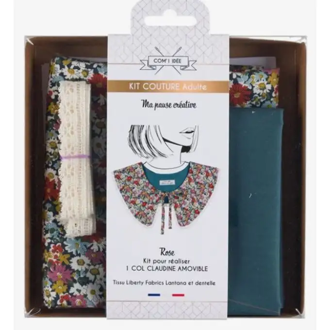 Kit fai da te colletto claudine rimovibile rosa liberty
