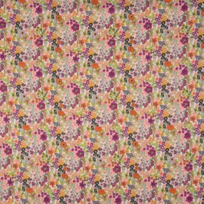 Tessuto voile cotone stampato fiore in follia rosa